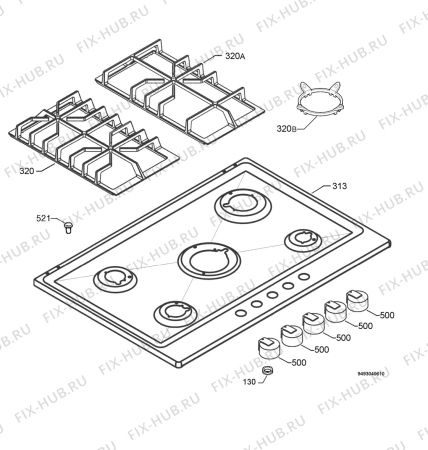 Взрыв-схема плиты (духовки) Electrolux EHG7824X - Схема узла Hob 271